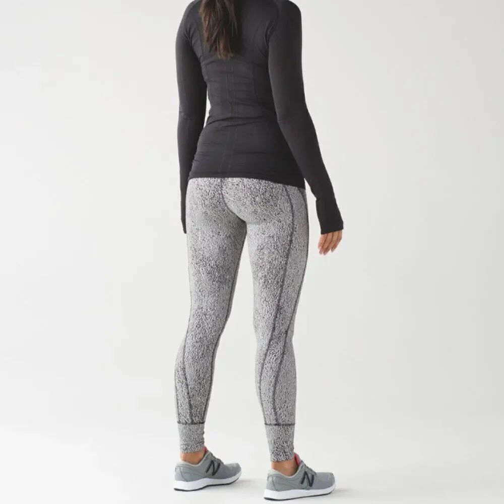 Lululemon Rush Hour Tight Running Luon Spray Jacquard White Black Legging Pants